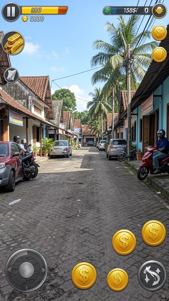 Screenshot menunjukkan karakter utama dalam pertempuran epik.