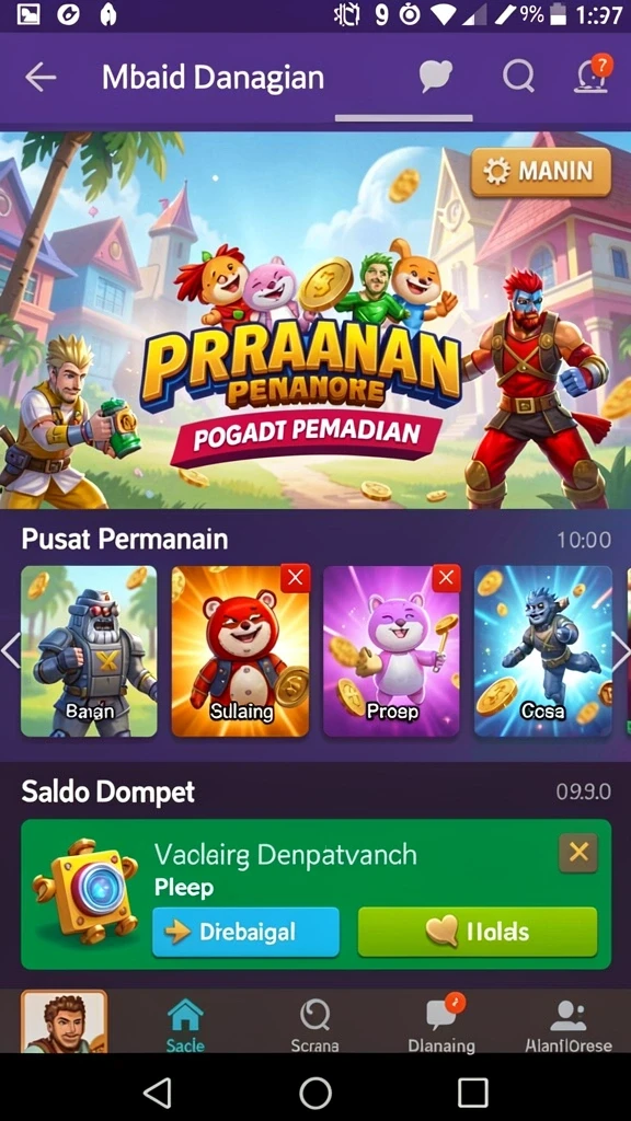 Tampilan utama 987UP yang menarik dan intuitif.