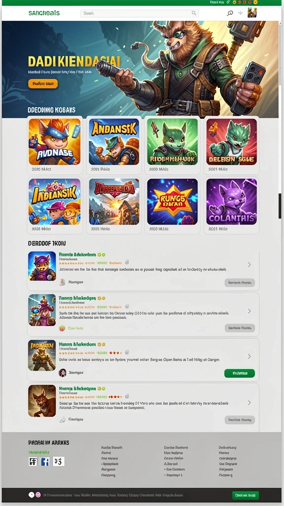 Menu permainan yang mudah dinavigasi dan informatif.