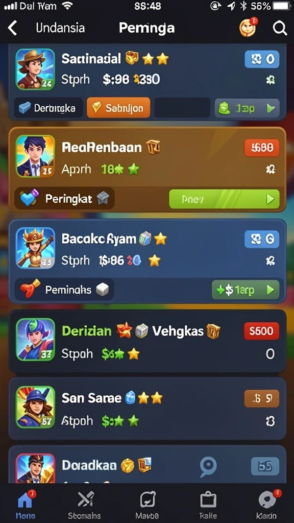 Karakter unik dan item-item menarik.